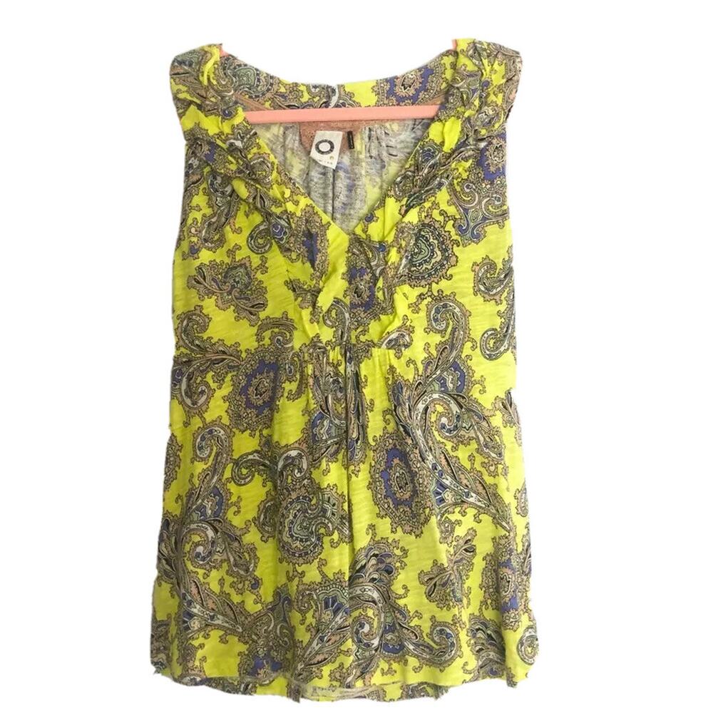 Anthropologie Akemi + Kim Hauraki Yellow Paisley Tank Loose Size M Boho Casual
